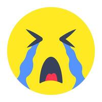 A creative design icon of weeping face vector