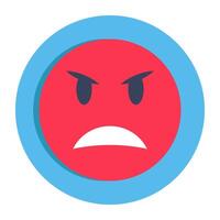 Conceptual flat rounded design icon of angry face vector