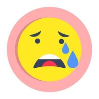 A creative design icon of weeping face vector
