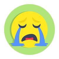 A creative design icon of weeping face vector