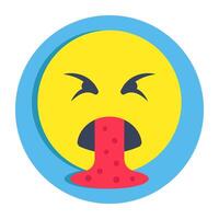 Conceptual flat rounded design icon of vomit Emoji vector