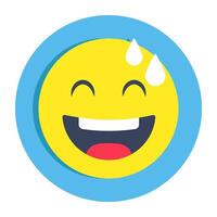 Editable flat rounded design of happy emoji vector