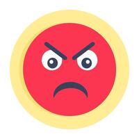 Conceptual flat rounded design icon of angry face vector