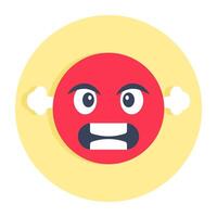 Conceptual flat rounded design icon of angry face vector