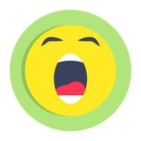 Conceptual flat rounded design icon of bored emoji vector