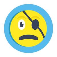 Editable design icon of pirate emoji vector