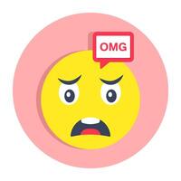 Conceptual flat rounded design icon of omg smiley vector
