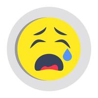 A creative design icon of weeping face vector