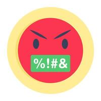 Editable design icon of swearing face vector