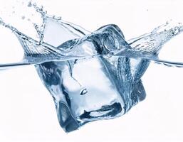 Falling ice dice floating in the air, isolated on white background. photo