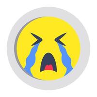 A creative design icon of weeping face vector