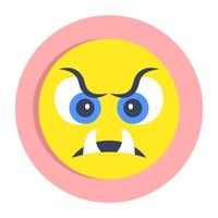 Conceptual flat rounded design icon of angry face vector