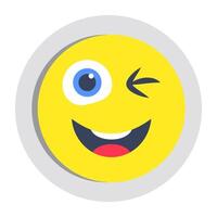 A flat rounded design icon of one eye emoji vector