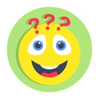 Conceptual flat rounded design icon of confused emoji vector