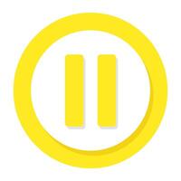 Conceptual flat design icon of pause button vector