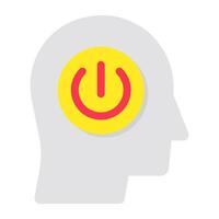 A flat design icon of turn off mind vector