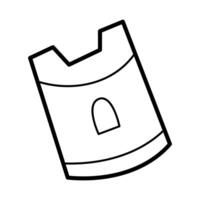 Sandbox mold in the shape of a castle in black outline. Clip art for your projects. vector