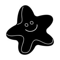 Sandbox mold in the shape of a starfish in black and white colors. Clip art for your projects. vector