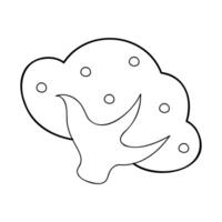 One bush in black outline. Clip art for your projects. vector