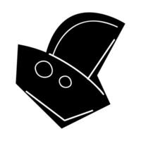 Sandbox mold in the shape of a boat in black and white colors. Clip art for your projects. vector