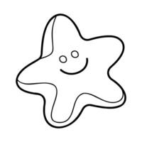 Sandbox mold in the shape of a starfish in black outline. Clip art for your projects. vector