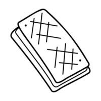 Ice cream with waffles in black outline. Clip art for your projects. vector