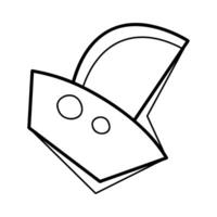 Sandbox mold in the shape of a boat in black outline. Clip art for your projects. vector