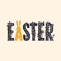 Easter Silhouette Custom Font Letters with Unique Cross Bunny and Floral Elements vector