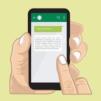 Chat application in your hand vector