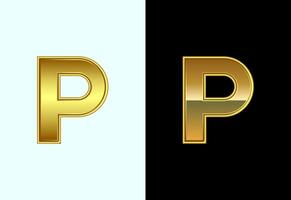 Initial alphabet P in gold color style. Graphic alphabet symbol for corporate business identity vector