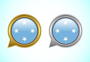 Micronesia flag speech bubble. Speaking flag icon in gold and silver color vector