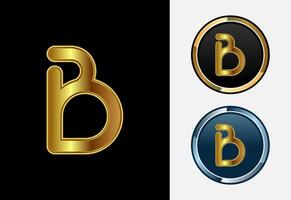 Futuristic alphabet B in gold color style. Graphic alphabet symbol for corporate business identity vector