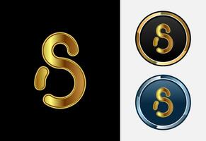Futuristic alphabet S in gold color style. Graphic alphabet symbol for corporate business identity vector