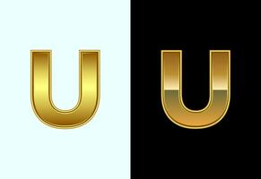 Initial alphabet U in gold color style. Graphic alphabet symbol for corporate business identity vector