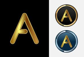 Futuristic alphabet A in gold color style. Graphic alphabet symbol for corporate business identity vector