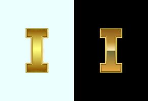 Initial alphabet I in gold color style. Graphic alphabet symbol for corporate business identity vector