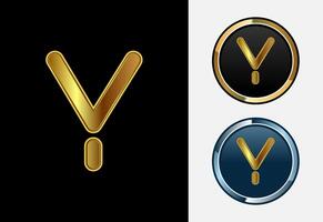 Futuristic alphabet Y in gold color style. Graphic alphabet symbol for corporate business identity vector