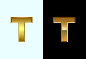Initial alphabet T in gold color style. Graphic alphabet symbol for corporate business identity vector