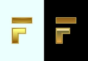 Initial alphabet F in gold color style. Graphic alphabet symbol for corporate business identity vector