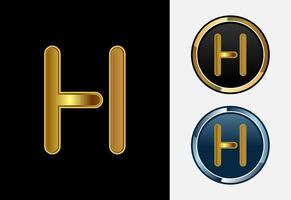 Futuristic alphabet H in gold color style. Graphic alphabet symbol for corporate business identity vector