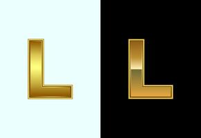Initial alphabet L in gold color style. Graphic alphabet symbol for corporate business identity vector