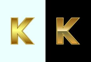 Initial alphabet K in gold color style. Graphic alphabet symbol for corporate business identity vector
