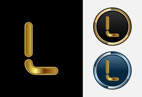 Futuristic alphabet L in gold color style. Graphic alphabet symbol for corporate business identity vector