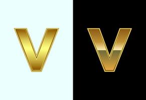Initial alphabet V in gold color style. Graphic alphabet symbol for corporate business identity vector