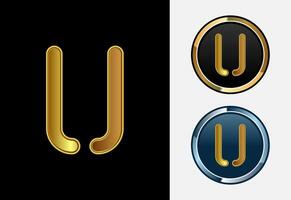 Futuristic alphabet U in gold color style. Graphic alphabet symbol for corporate business identity vector