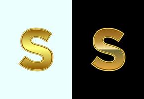 Initial alphabet S in gold color style. Graphic alphabet symbol for corporate business identity vector
