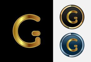 Futuristic alphabet G in gold color style. Graphic alphabet symbol for corporate business identity vector