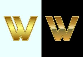 Initial alphabet W in gold color style. Graphic alphabet symbol for corporate business identity vector