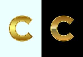 Initial alphabet C in gold color style. Graphic alphabet symbol for corporate business identity vector