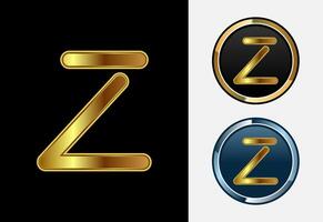 Futuristic alphabet Z in gold color style. Graphic alphabet symbol for corporate business identity vector